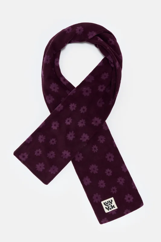 Ola - Polar Fleece Scarf in Purple Delano Floral Print sold by Lucy & Yak