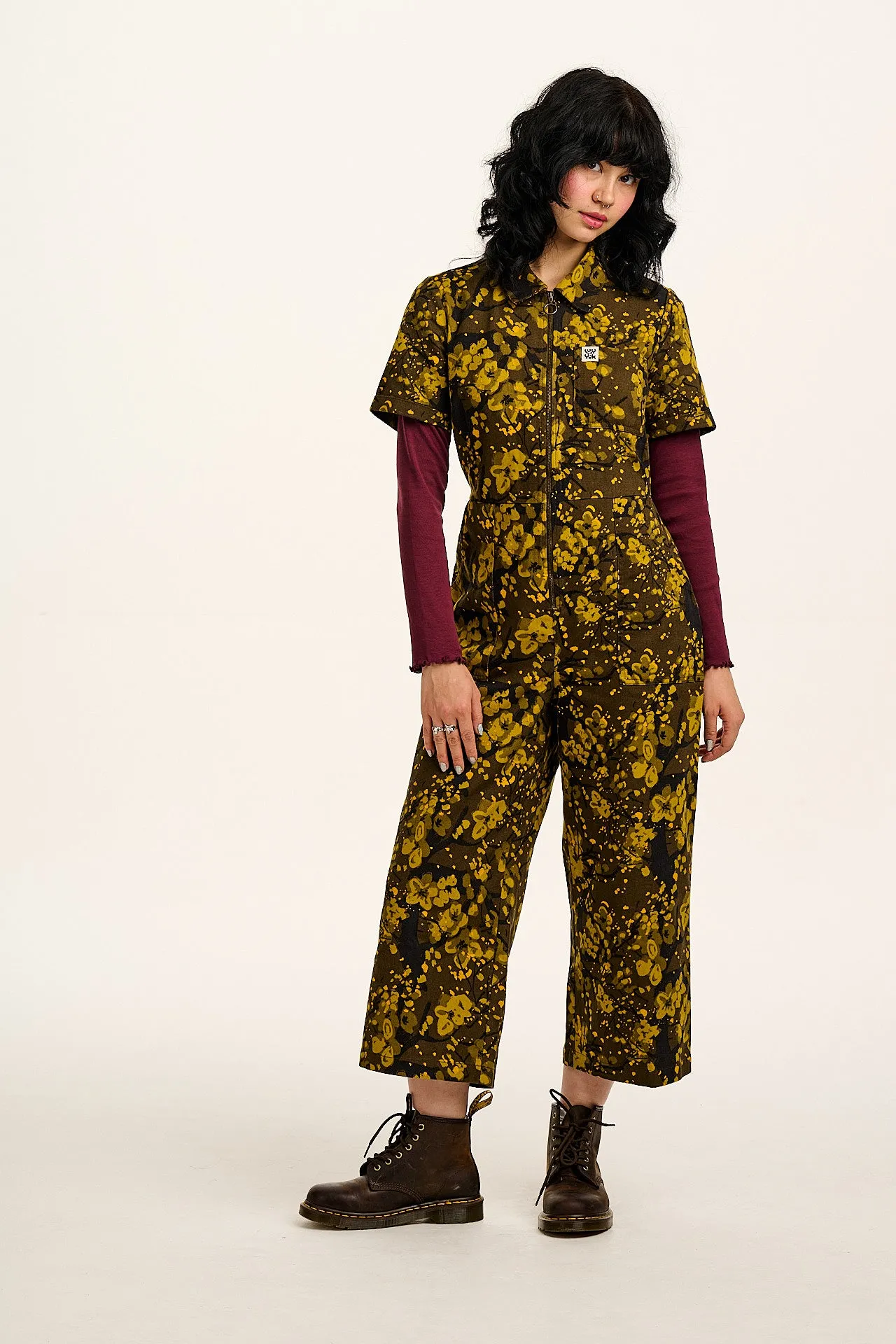 Ragan - Cotton Jumpsuit in Green Blossom Print sold by Lucy & Yak product image thumbnail 4