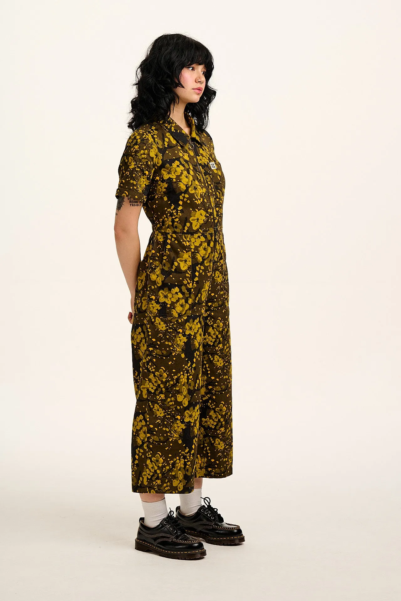 Ragan - Cotton Jumpsuit in Green Blossom Print sold by Lucy & Yak product image thumbnail 5