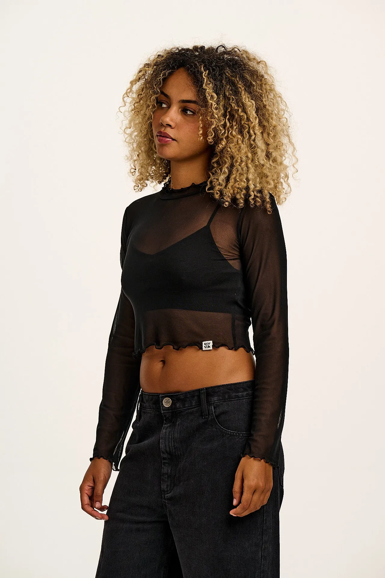 Perrie - Long Sleeve Mesh Top in Black sold by Lucy & Yak product image thumbnail 4
