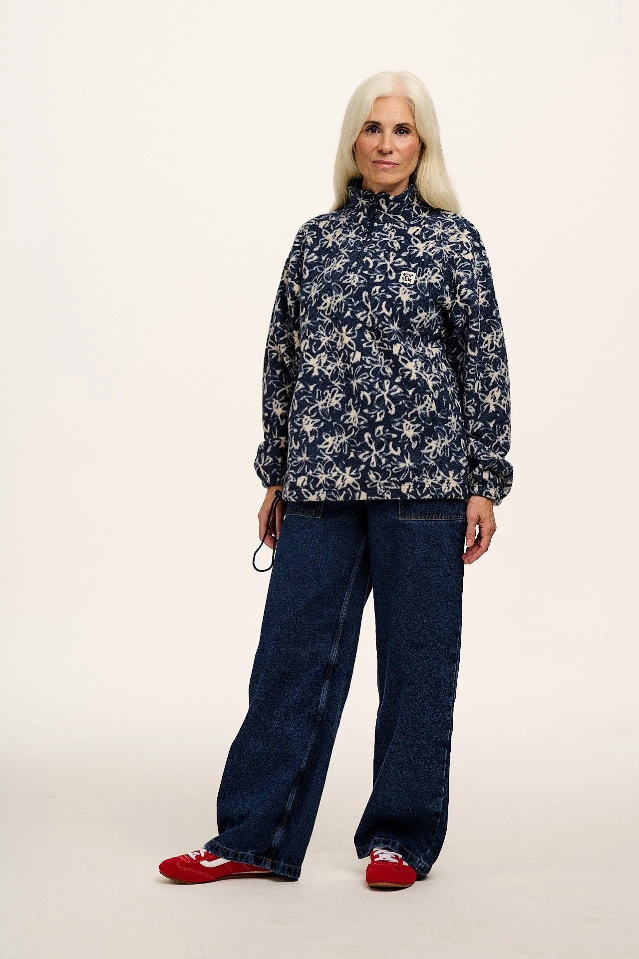 Stevie - Polar Fleece in Inked Blue Floral Print sold by Lucy & Yak product image thumbnail 3