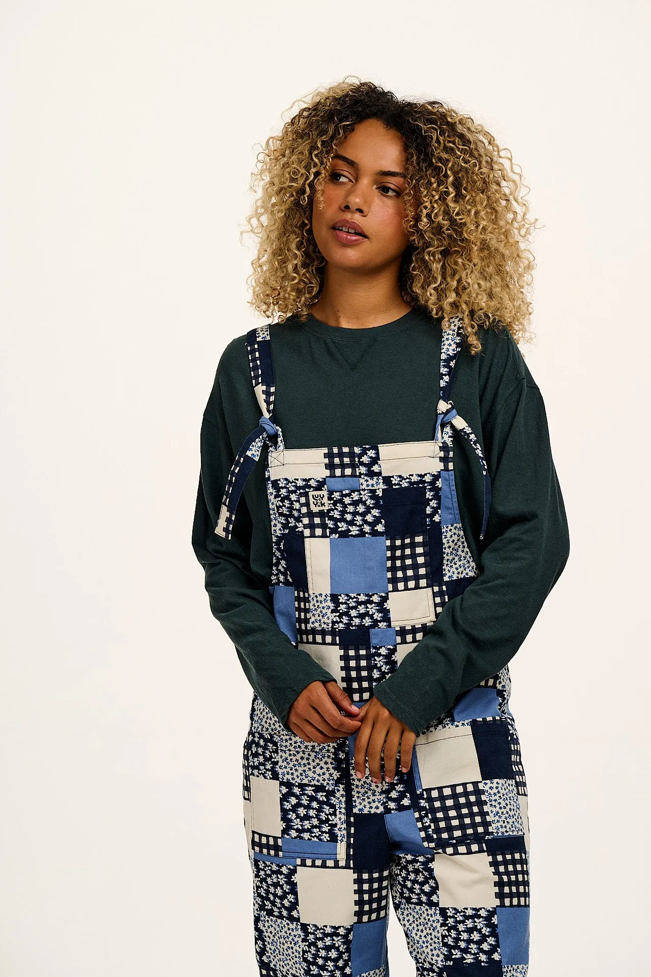 Original - Cotton Dungarees in Inked Blue Patchwork sold by Lucy & Yak product image thumbnail 5