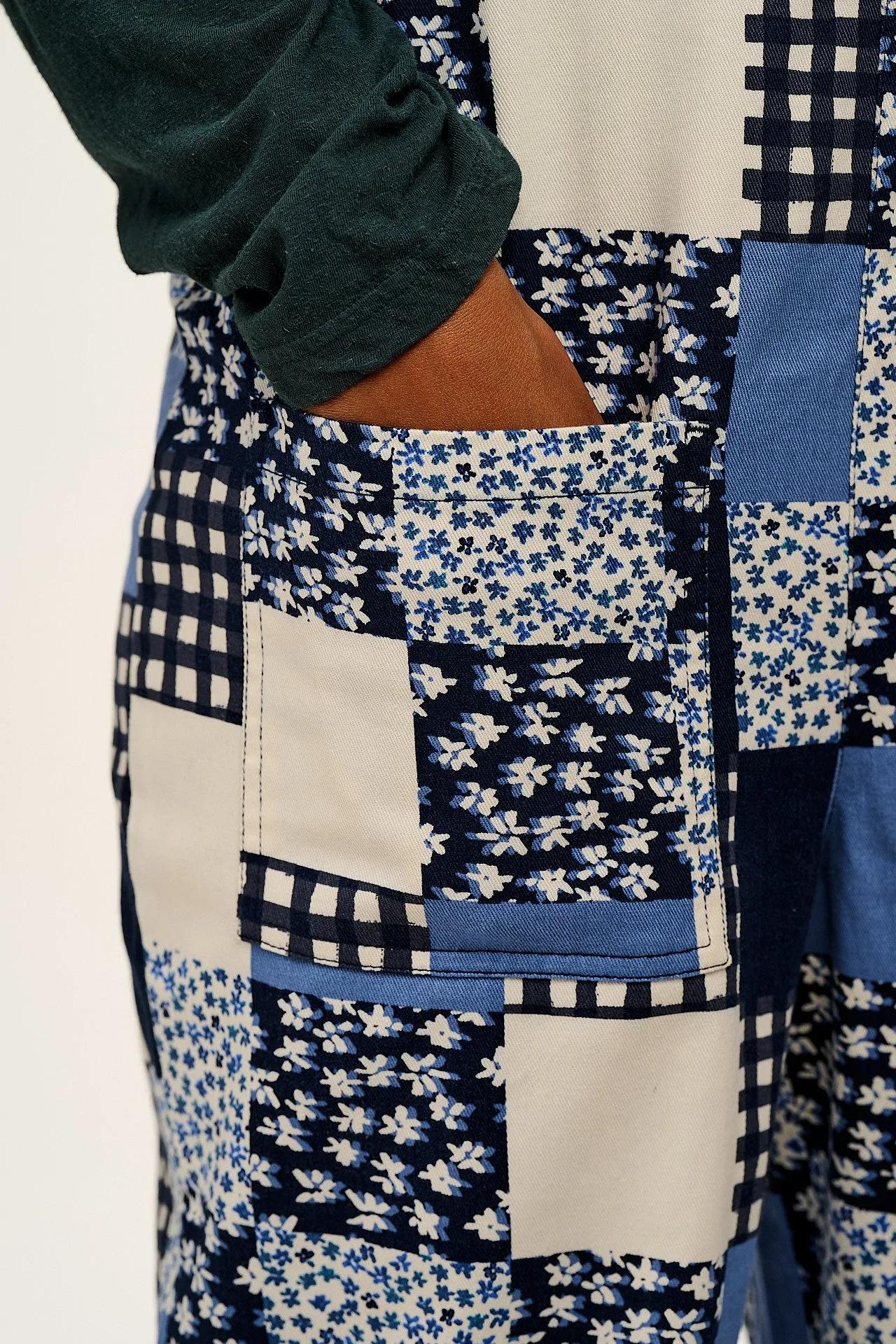 Original - Cotton Dungarees in Inked Blue Patchwork sold by Lucy & Yak product image thumbnail 3