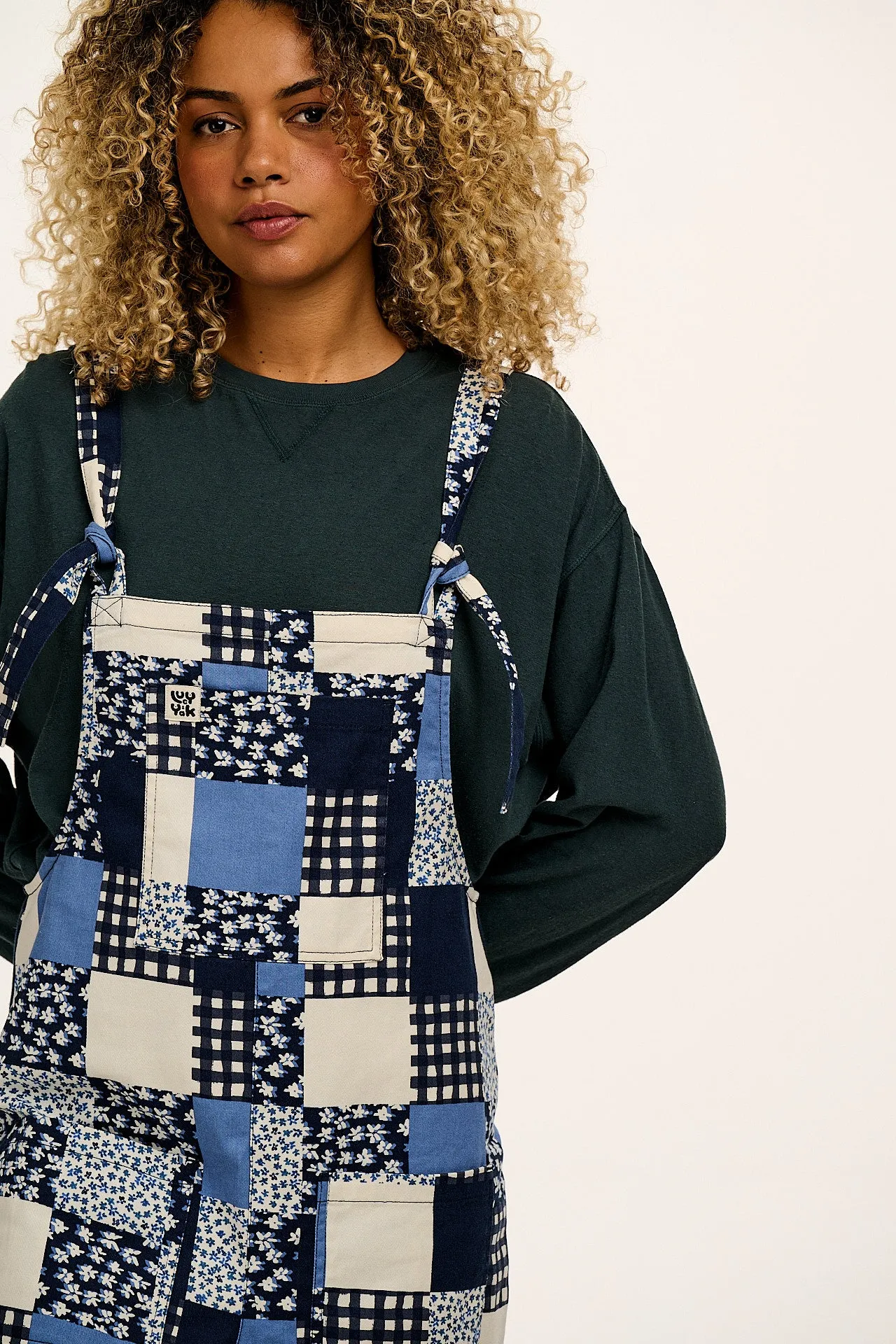 Original - Cotton Dungarees in Inked Blue Patchwork sold by Lucy & Yak product image thumbnail 2