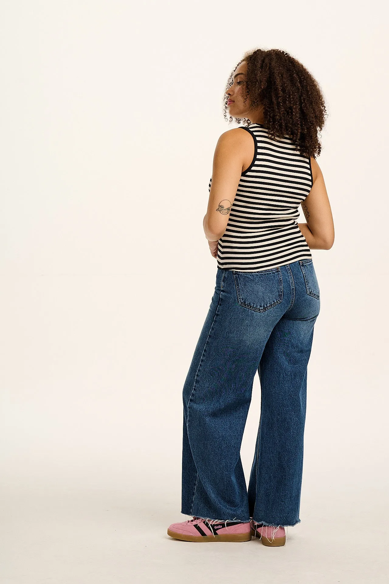 Romy - Ribbed Vest in Black & White Stripe sold by Lucy & Yak product image thumbnail 5