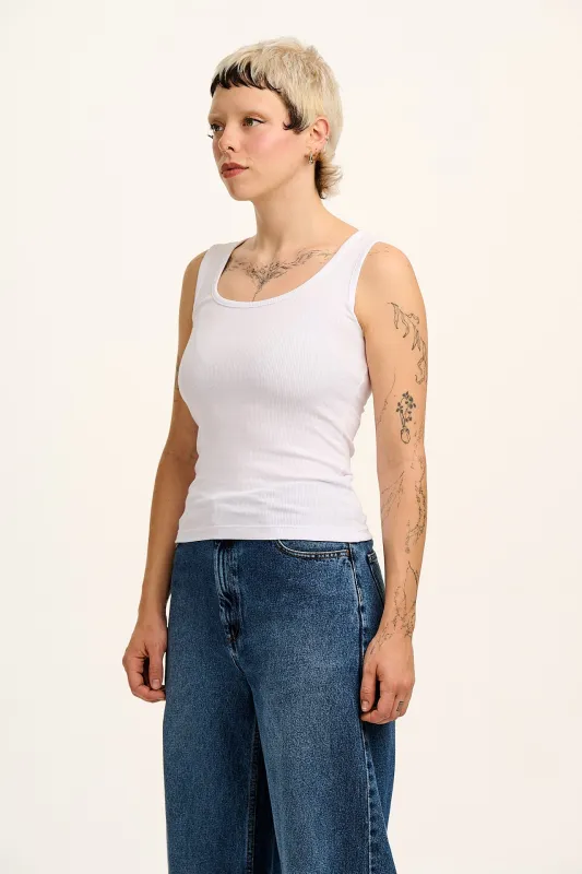 Romy - Ribbed Vest in White sold by Lucy & Yak