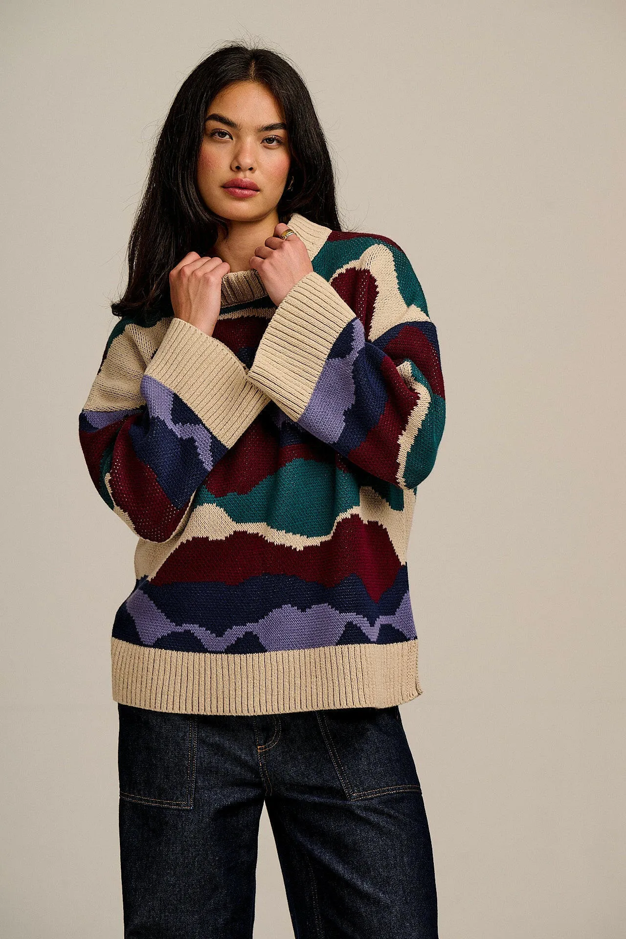 Amari - Oversized Knitted Jumper in Ethereal Landscape sold by Lucy & Yak product image thumbnail 3