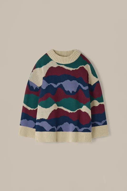 Amari - Oversized Knitted Jumper in Ethereal Landscape sold by Lucy & Yak