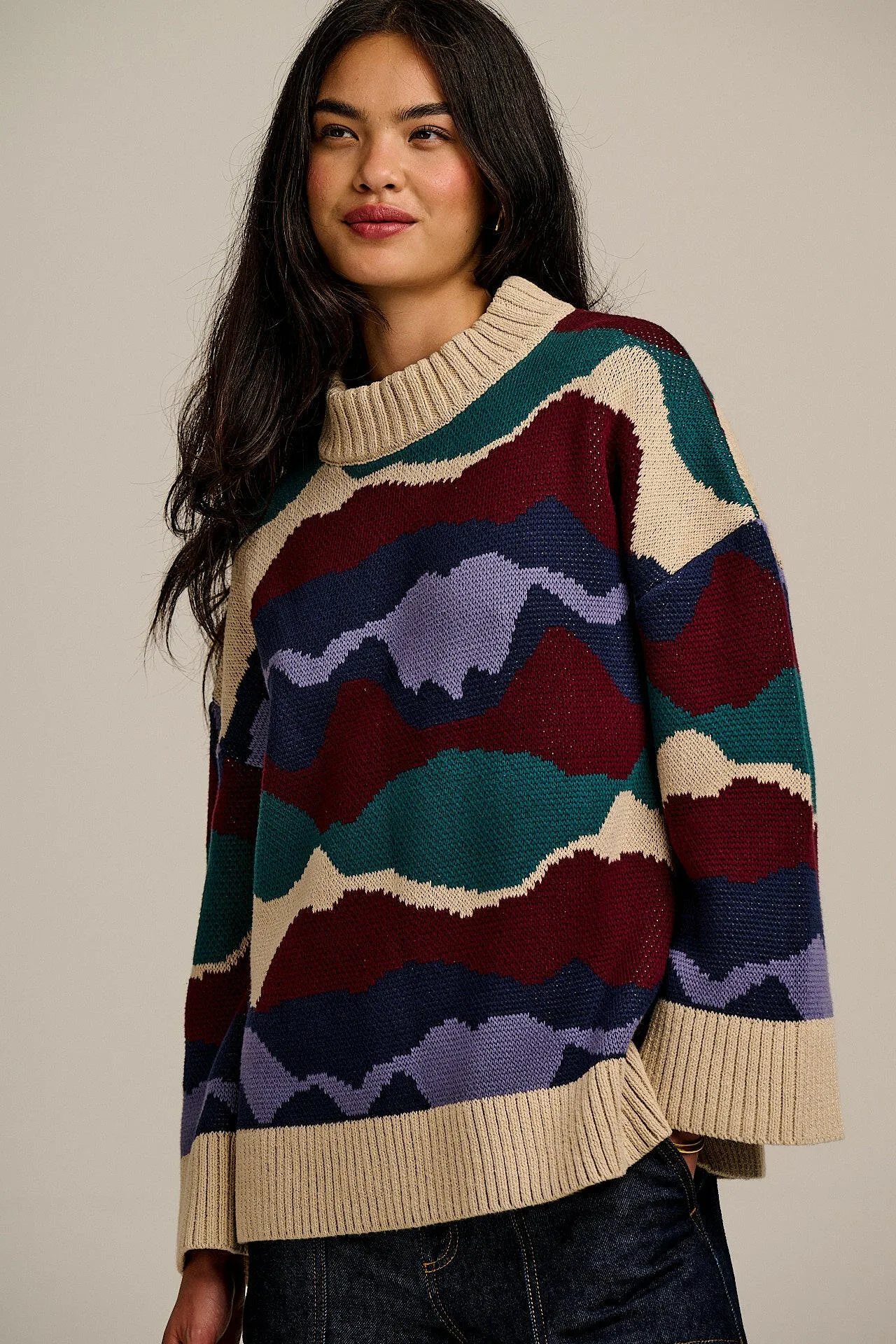 Amari - Oversized Knitted Jumper in Ethereal Landscape sold by Lucy & Yak product image thumbnail 2