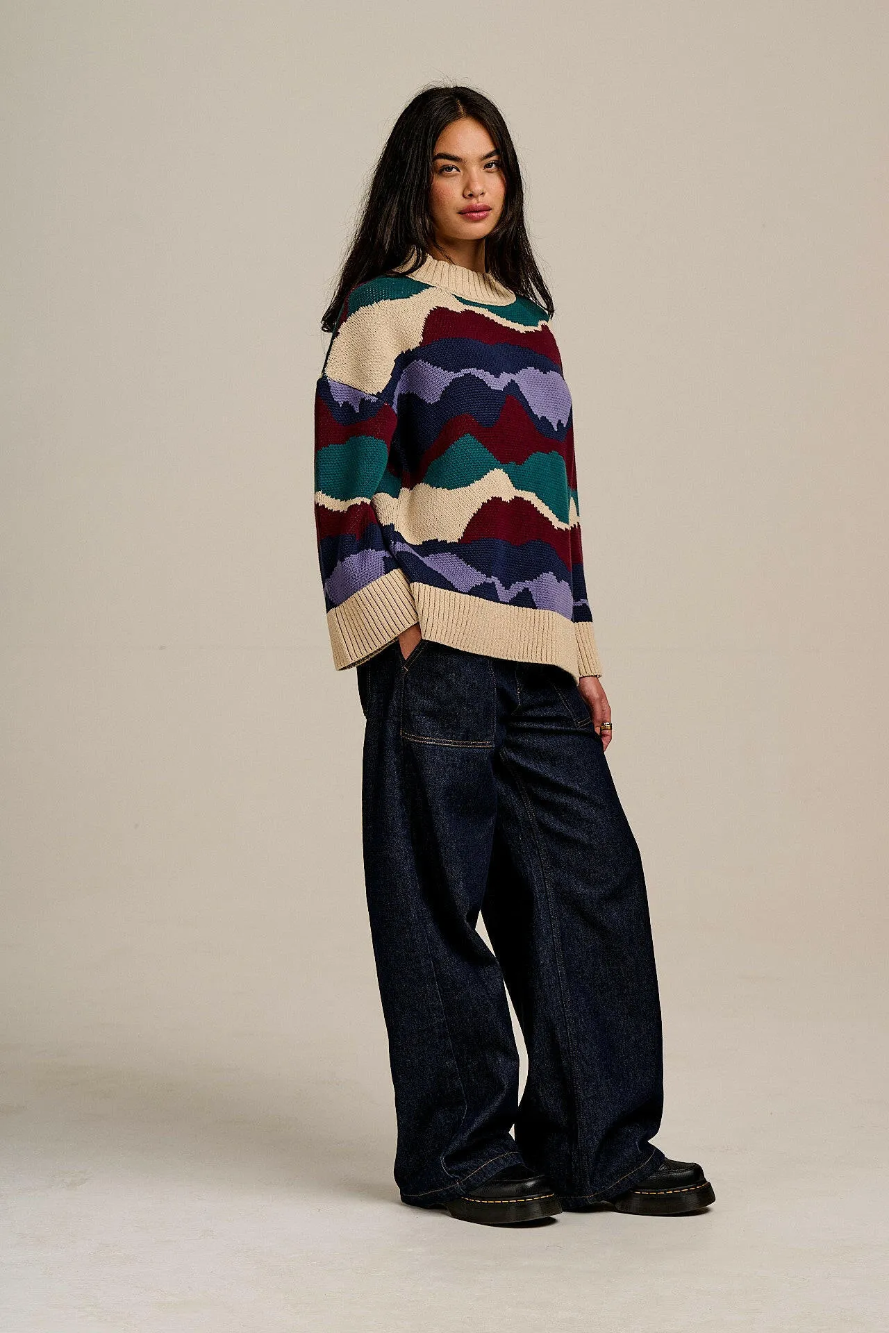 Amari - Oversized Knitted Jumper in Ethereal Landscape sold by Lucy & Yak product image thumbnail 5