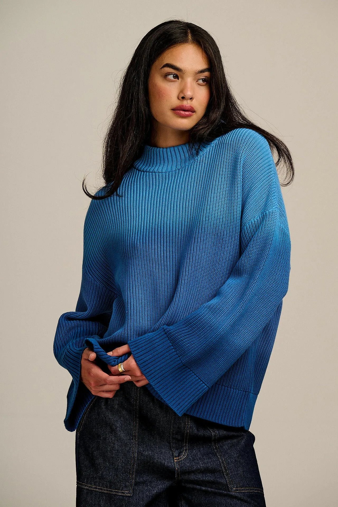 Amari - Oversized Knitted Jumper in Inked Blue Ombre sold by Lucy & Yak product image thumbnail 4