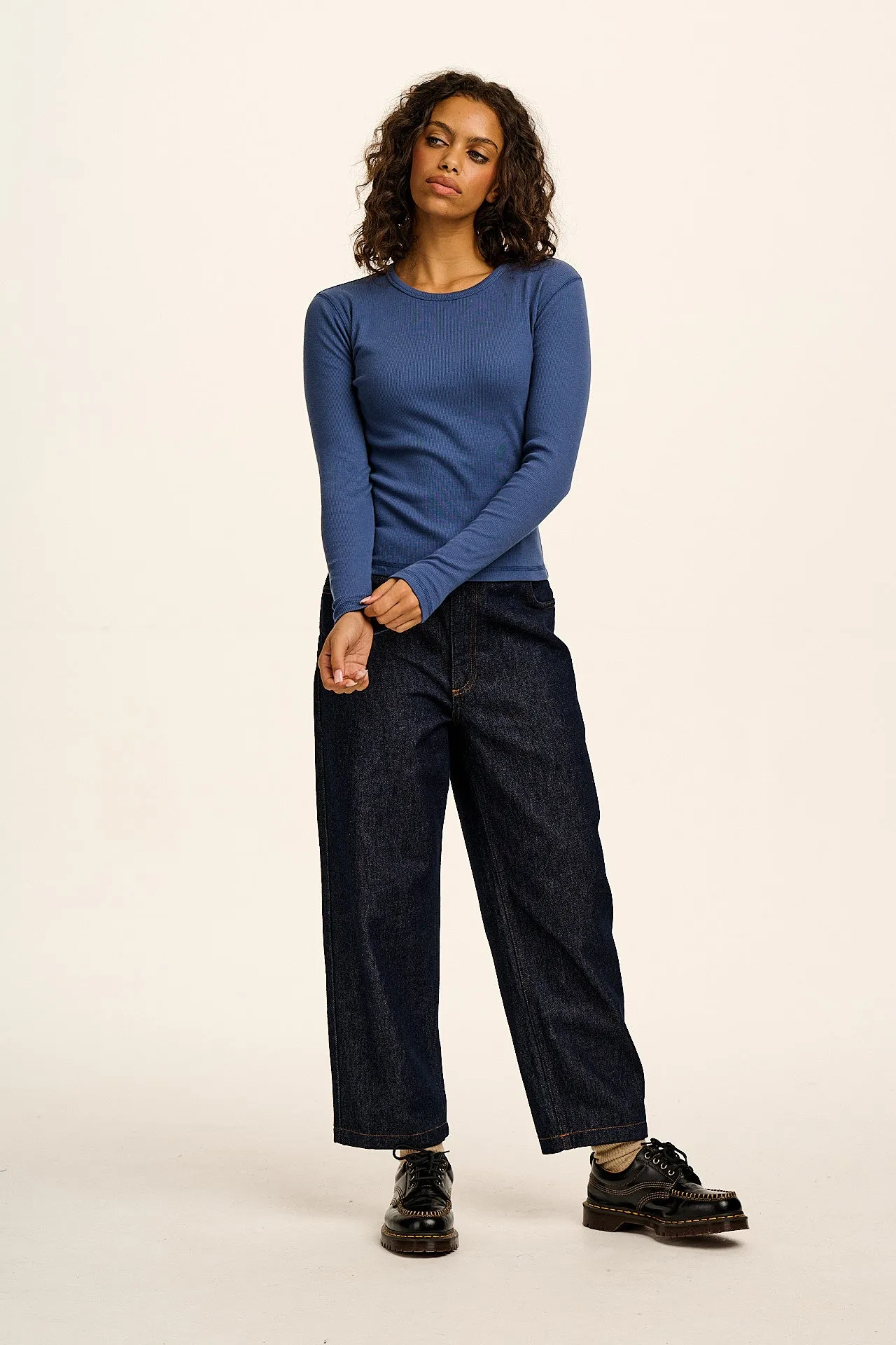 Grayson - Cotton Long Sleeve T-Shirt in Denim Blue sold by Lucy & Yak product image thumbnail 3