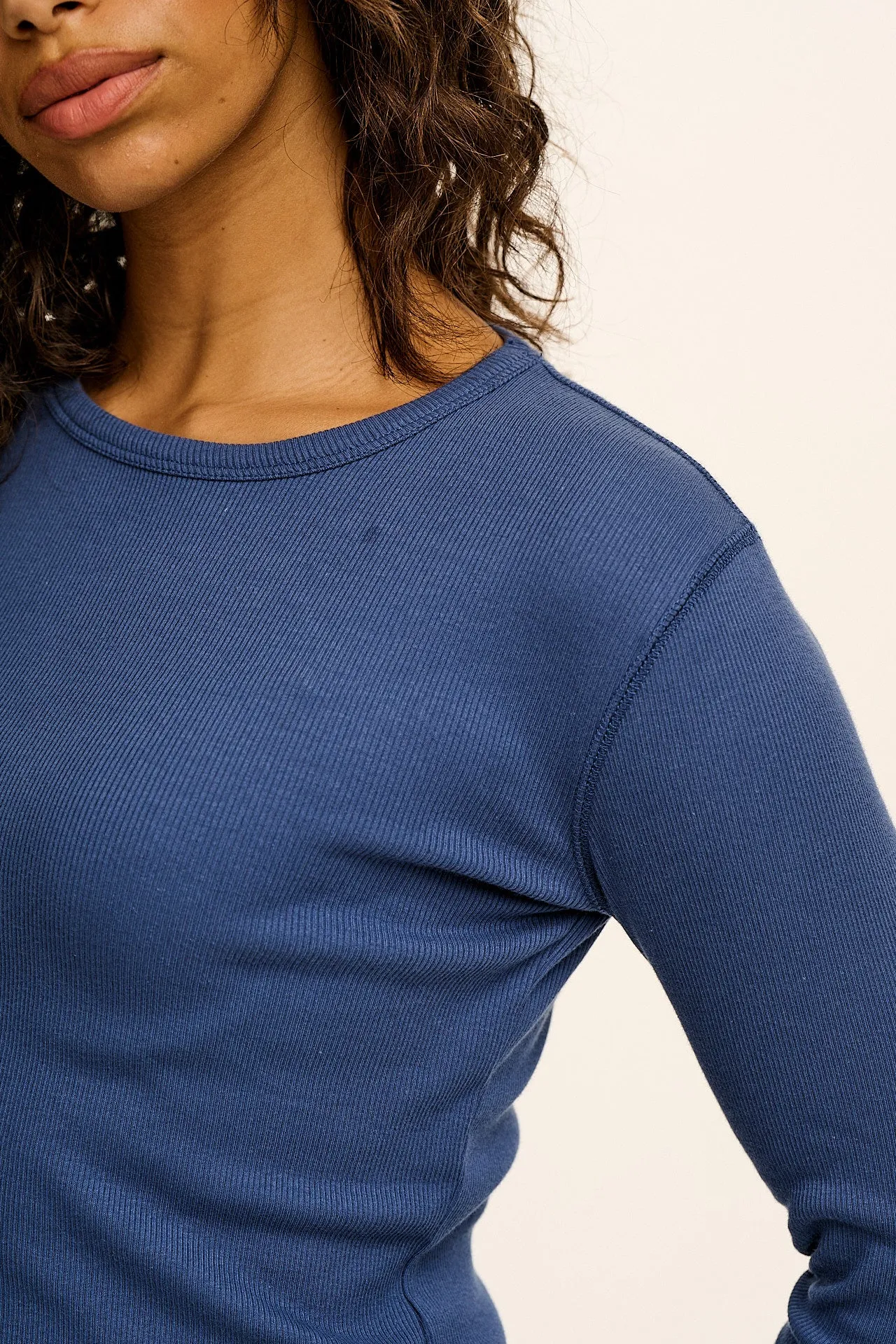 Grayson - Cotton Long Sleeve T-Shirt in Denim Blue sold by Lucy & Yak product image thumbnail 2