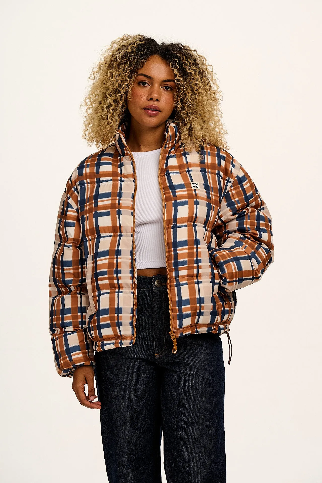 Paloma - Puffer Jacket in Brown Check sold by Lucy & Yak product image thumbnail 2