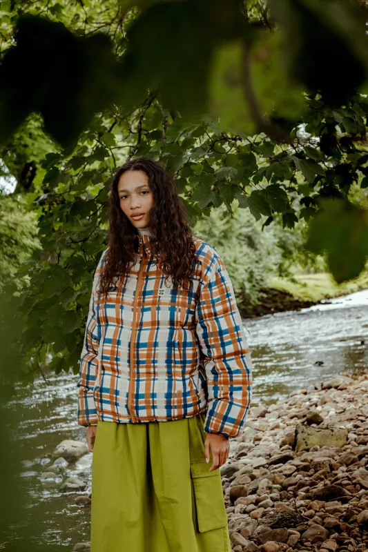 Paloma - Puffer Jacket in Brown Check sold by Lucy & Yak
