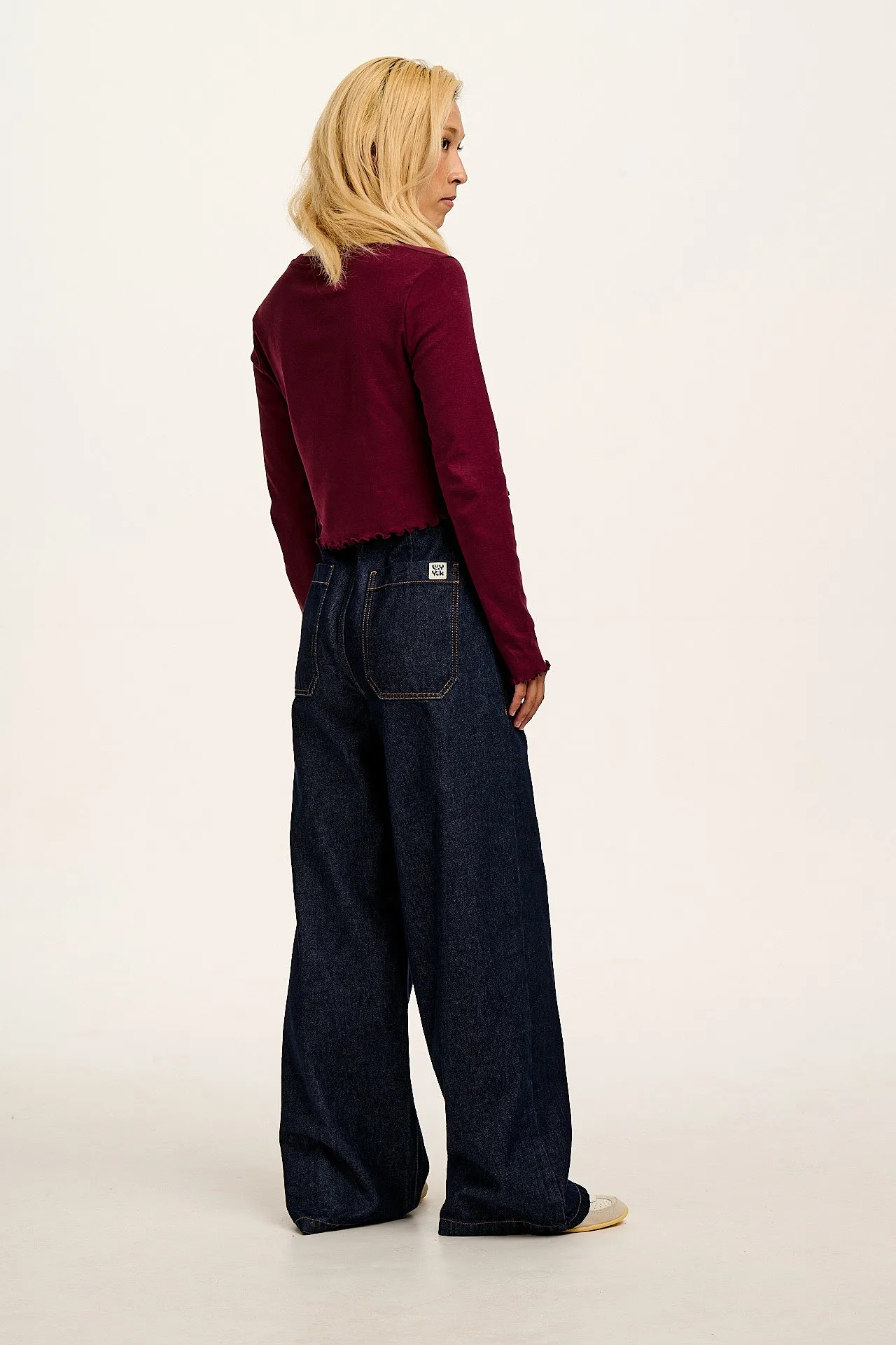 Hansel - Long Sleeve Cotton Crop Top in Wine sold by Lucy & Yak product image thumbnail 3