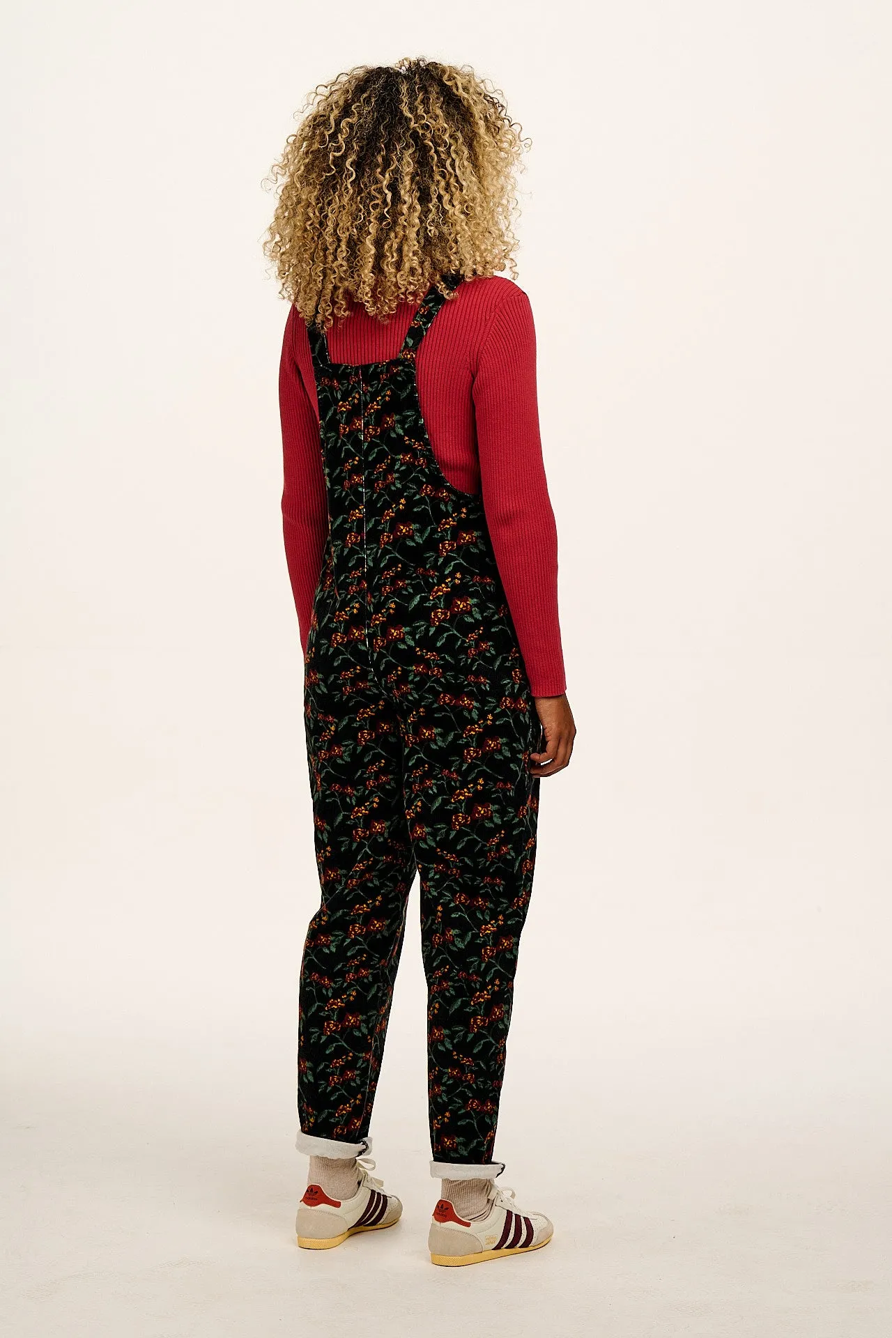 Original - Corduroy Dungarees in Black & Red Floral Print sold by Lucy & Yak product image thumbnail 4