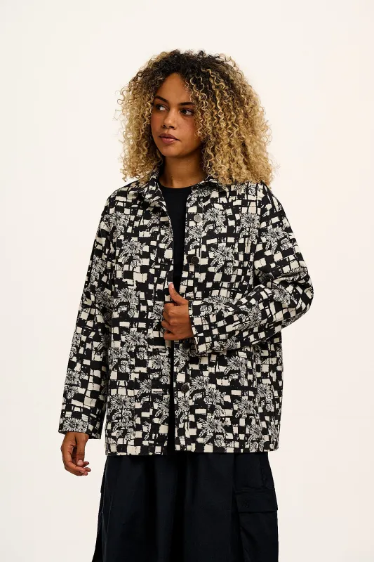 L.E. Olly - Cotton Jacket in Black & White Sunflower Check sold by Lucy & Yak