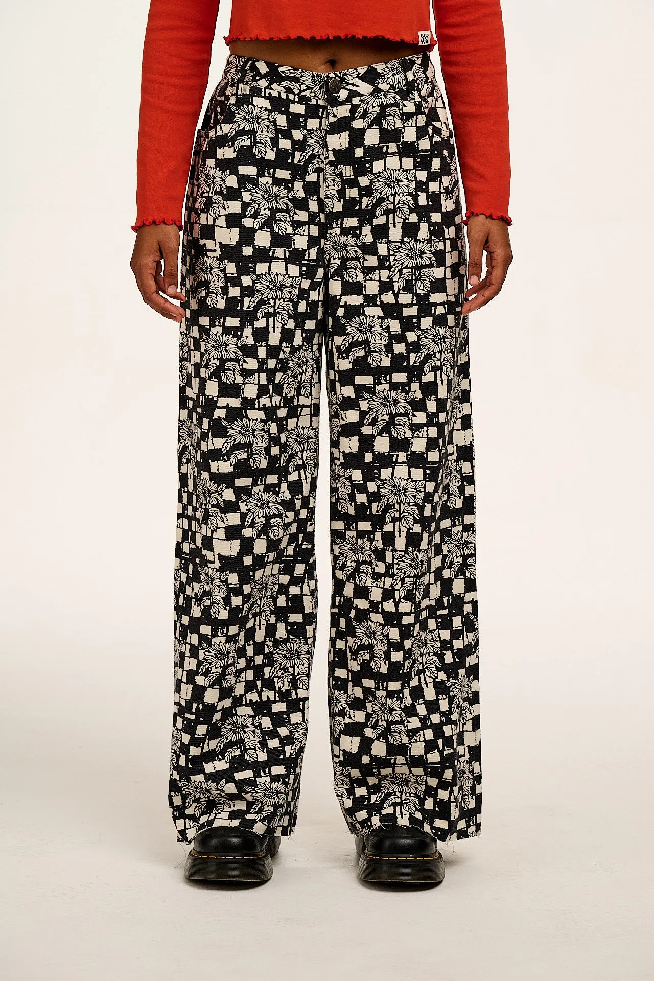 L.E. Carter - High Waisted Jeans in Black & White Sunflower Check sold by Lucy & Yak product image thumbnail 2