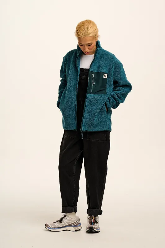 Harper - Borg Fleece Jacket in Teal sold by Lucy & Yak