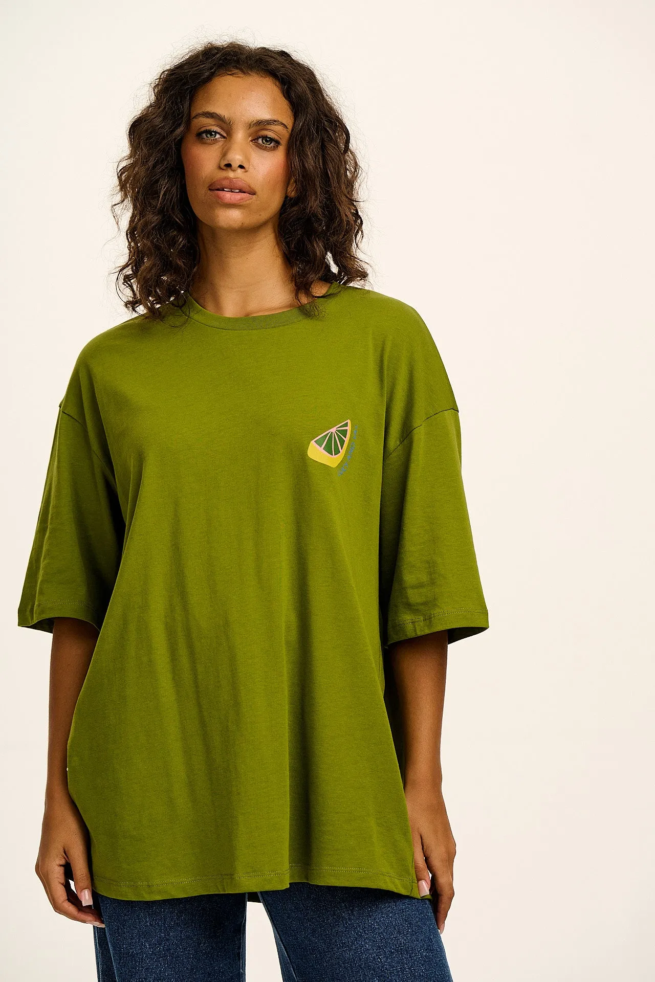 Benny - Oversized Cotton Tee in Green Ilha Grande Print sold by Lucy & Yak product image thumbnail 2