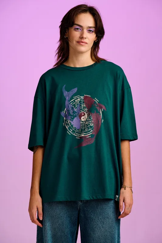 Benny - Oversized Cotton Tee in Koi Print sold by Lucy & Yak