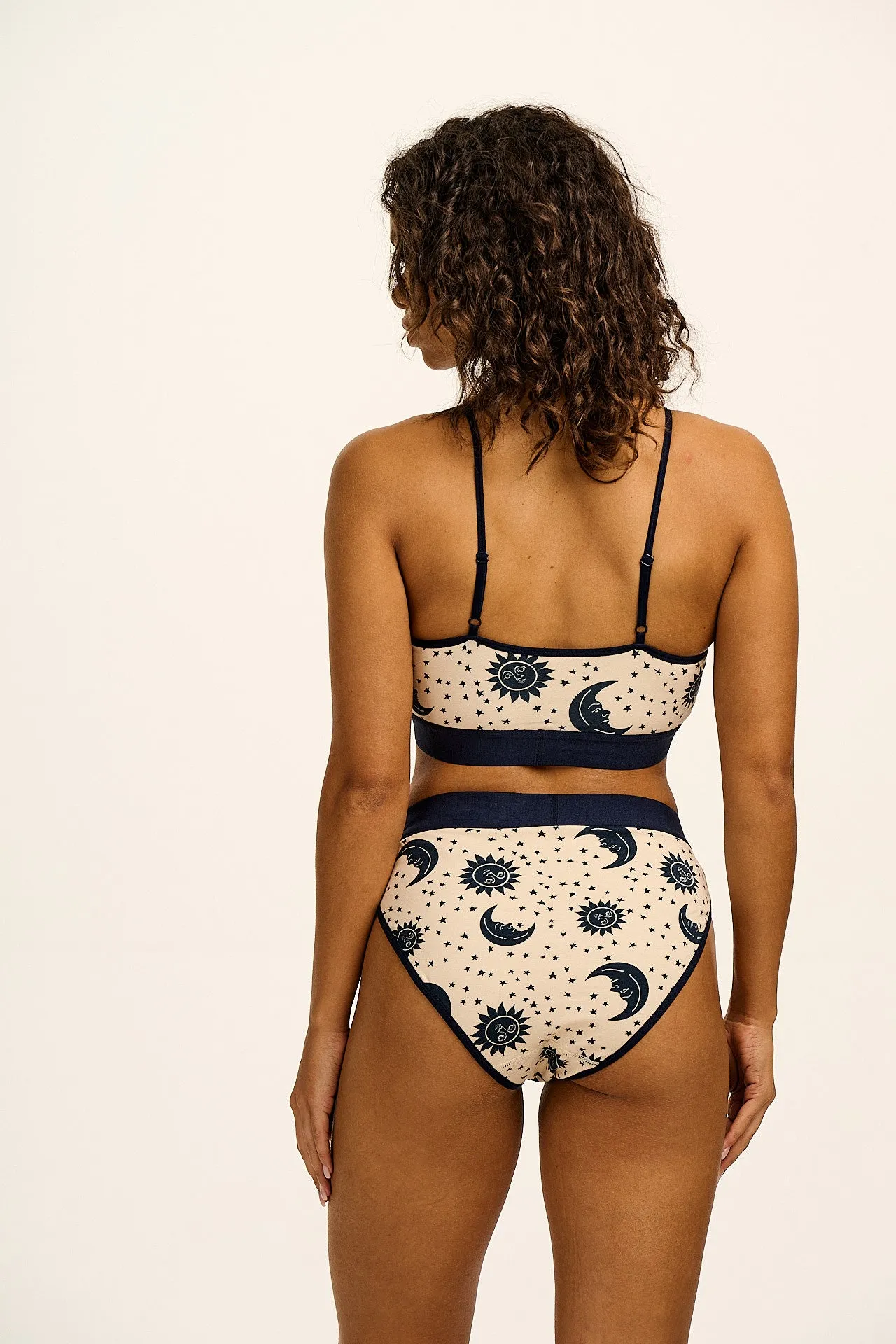 Cora - Cotton & Bamboo Bikini Pant in Ecru Celestial Print sold by Lucy & Yak product image thumbnail 2