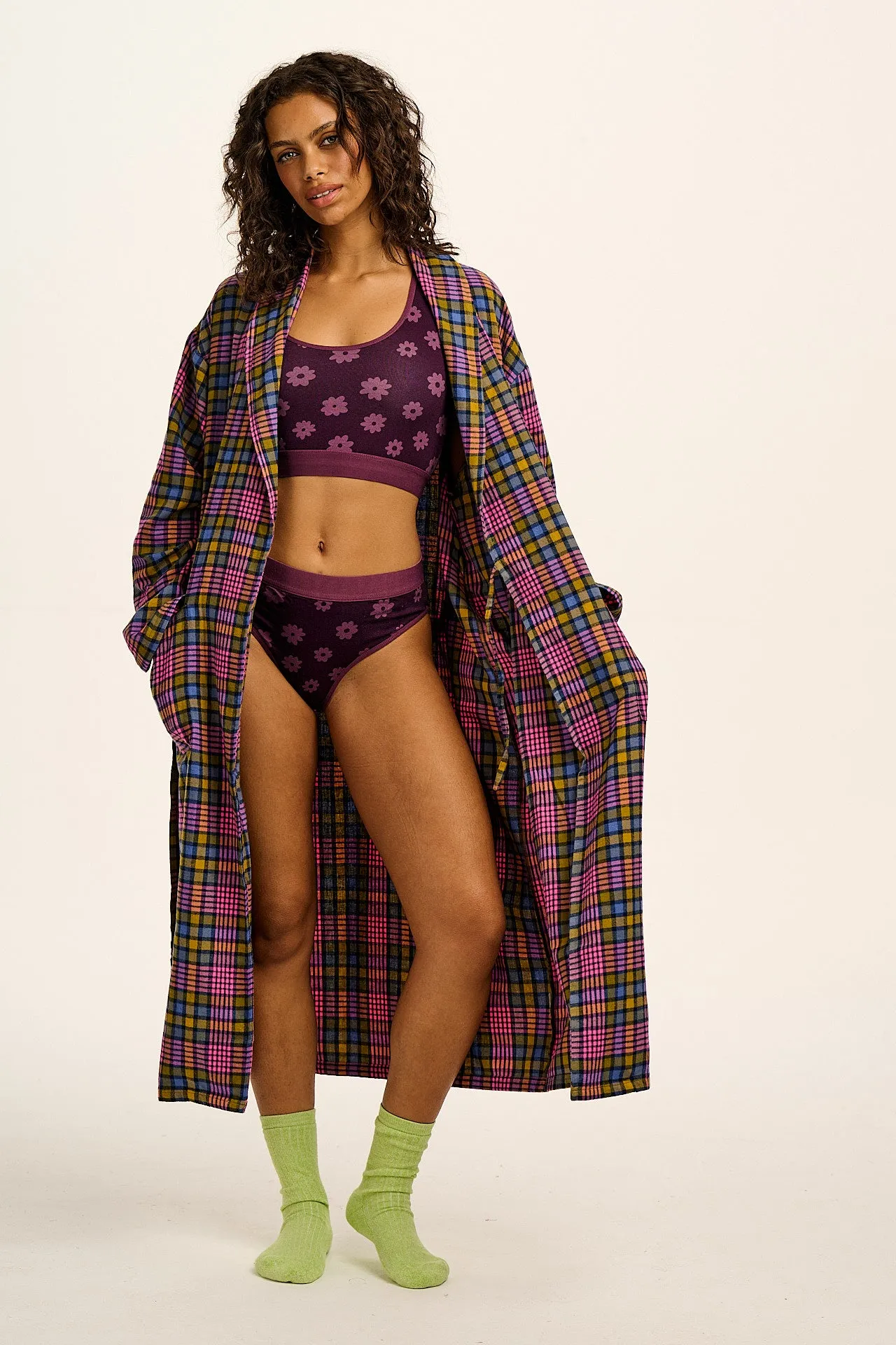 Iona - Cotton & Bamboo Racer Back Crop Top in Purple Delano sold by Lucy & Yak product image thumbnail 4