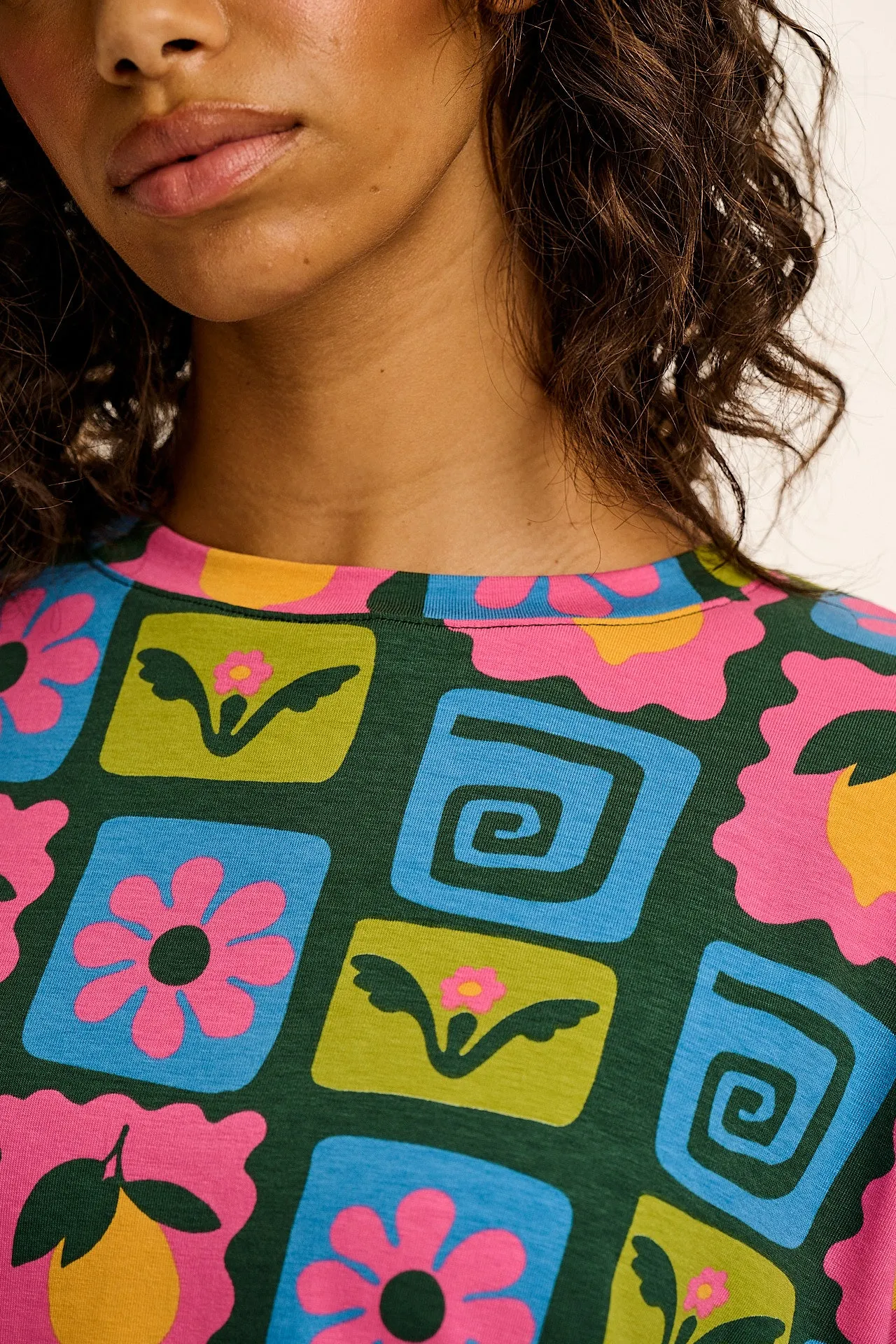 Sabrina - Soft Cotton Pyjamas in Fruity Patchwork sold by Lucy & Yak product image thumbnail 3