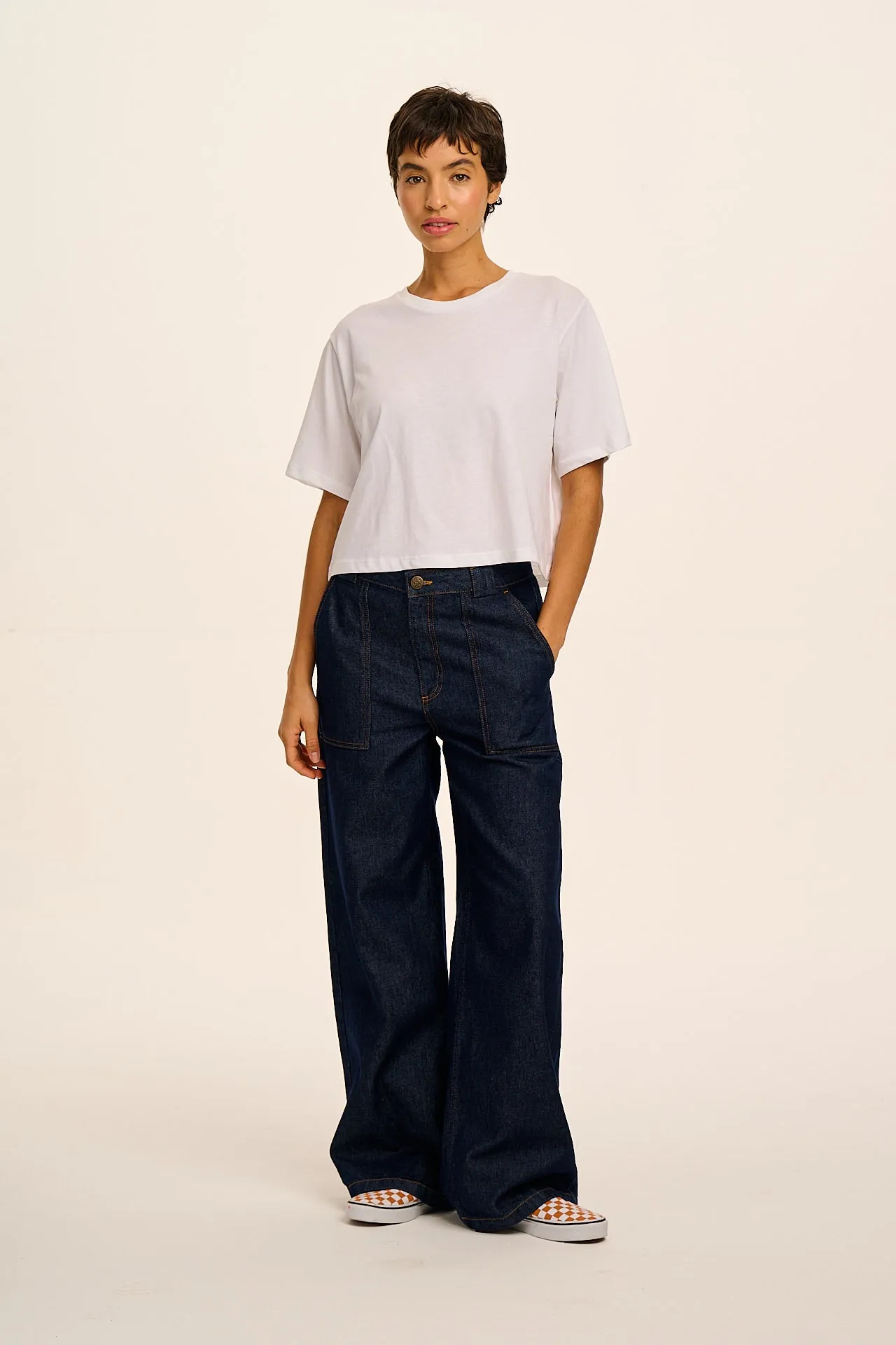 Zayla - Cropped Boxy Tee in White sold by Lucy & Yak product image thumbnail 2