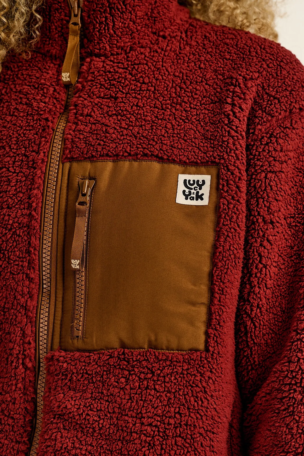 Harper - Borg Fleece Jacket in Jasper Red sold by Lucy & Yak product image thumbnail 2