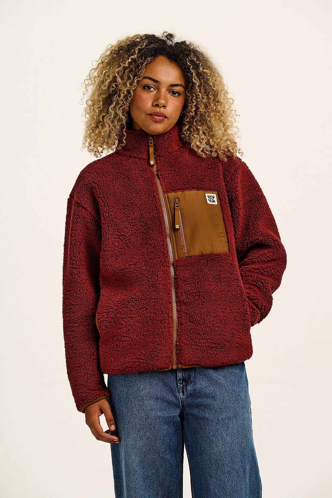 Harper - Borg Fleece Jacket in Jasper Red sold by Lucy & Yak product image thumbnail 4