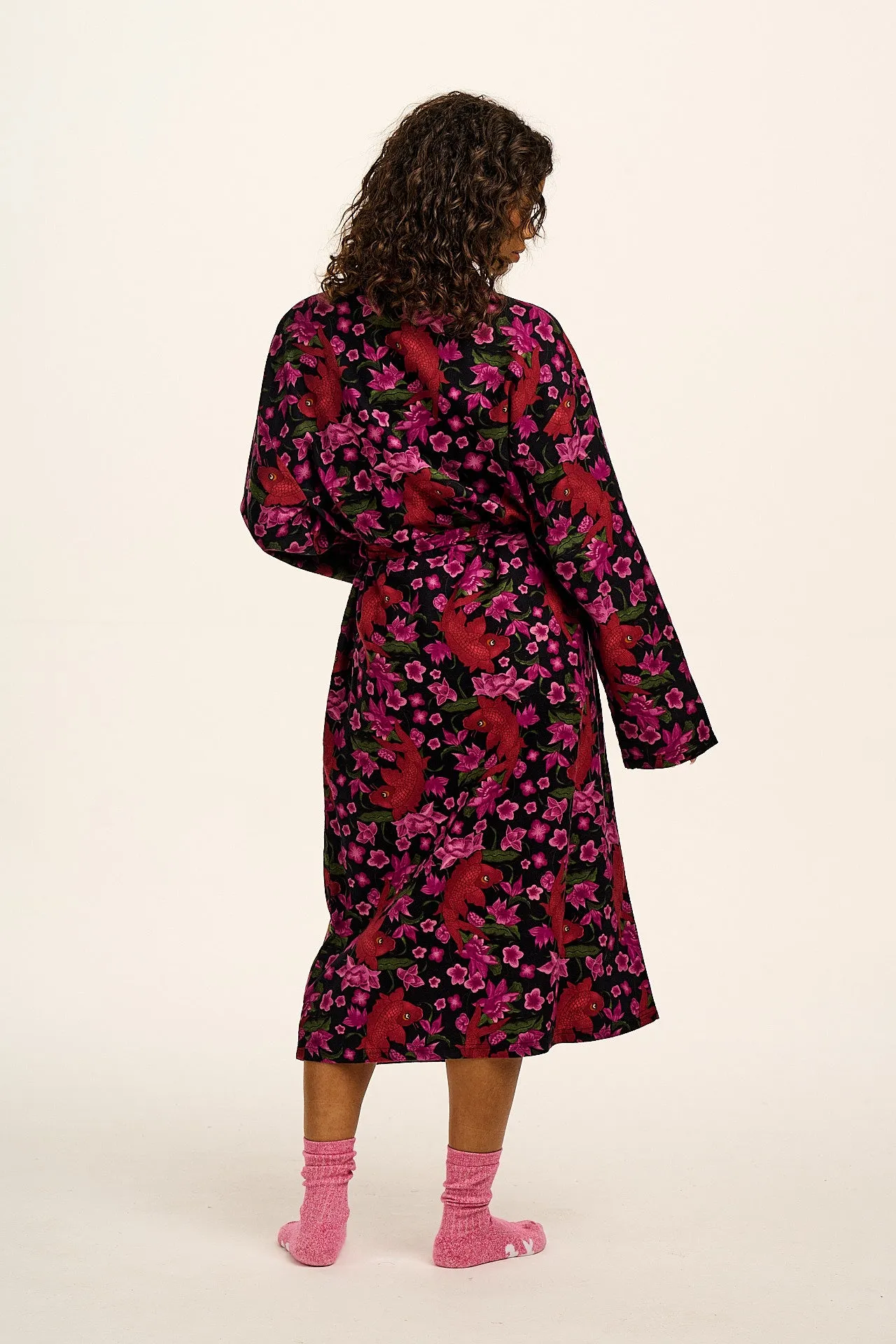 Braydon - Brushed Cotton Robe in Pink Koi sold by Lucy & Yak product image thumbnail 3