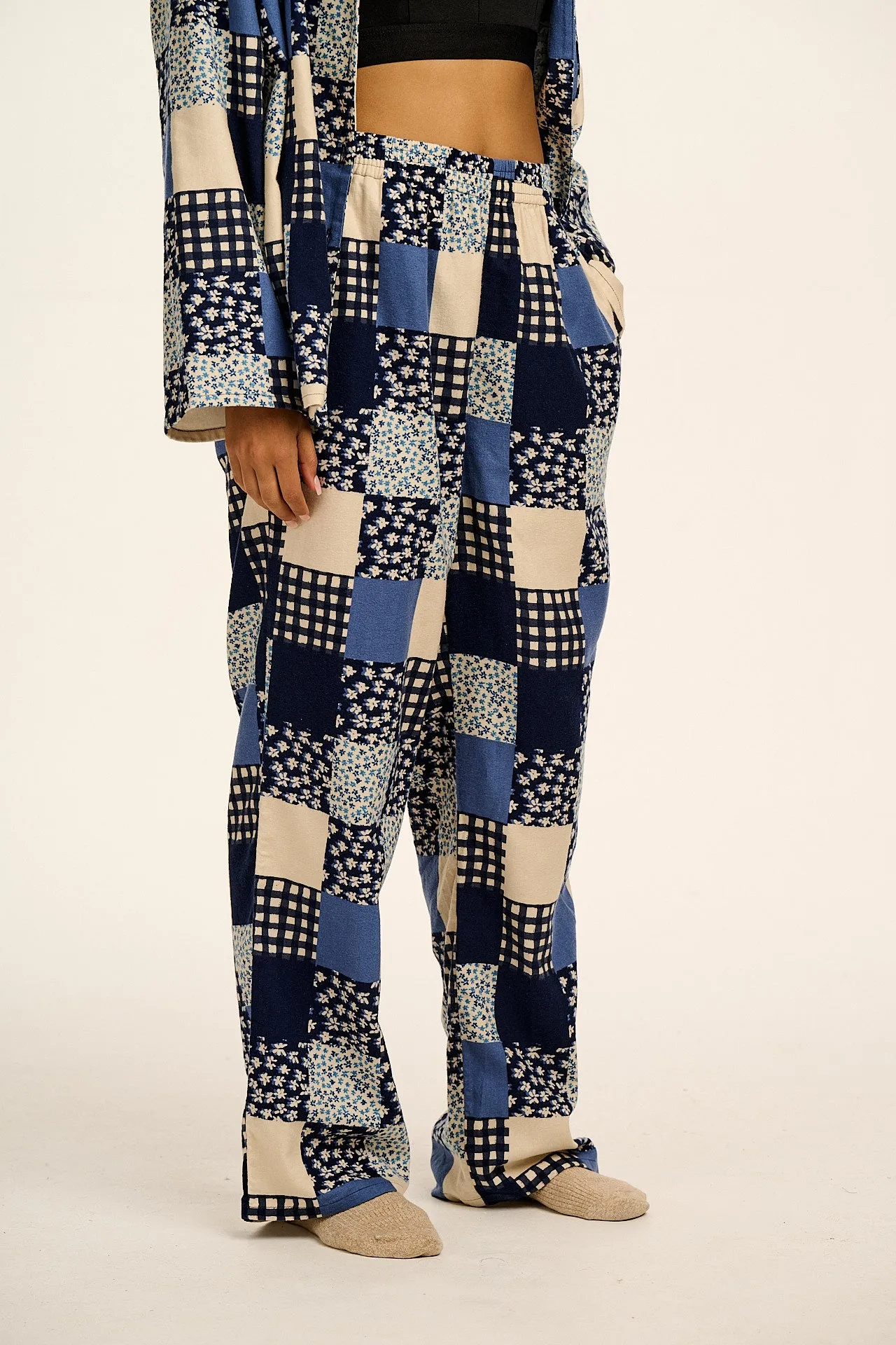 Dreamer - Brushed Cotton Pyjamas Set in Inked Blue Patchwork sold by Lucy & Yak product image thumbnail 4