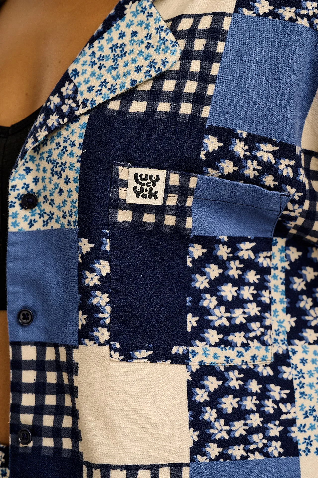 Dreamer - Brushed Cotton Pyjamas Set in Inked Blue Patchwork sold by Lucy & Yak product image thumbnail 5