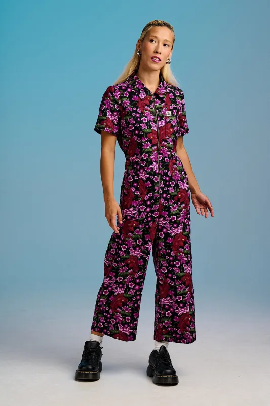 Ragan - Cotton Jumpsuit in Pink Koi sold by Lucy & Yak