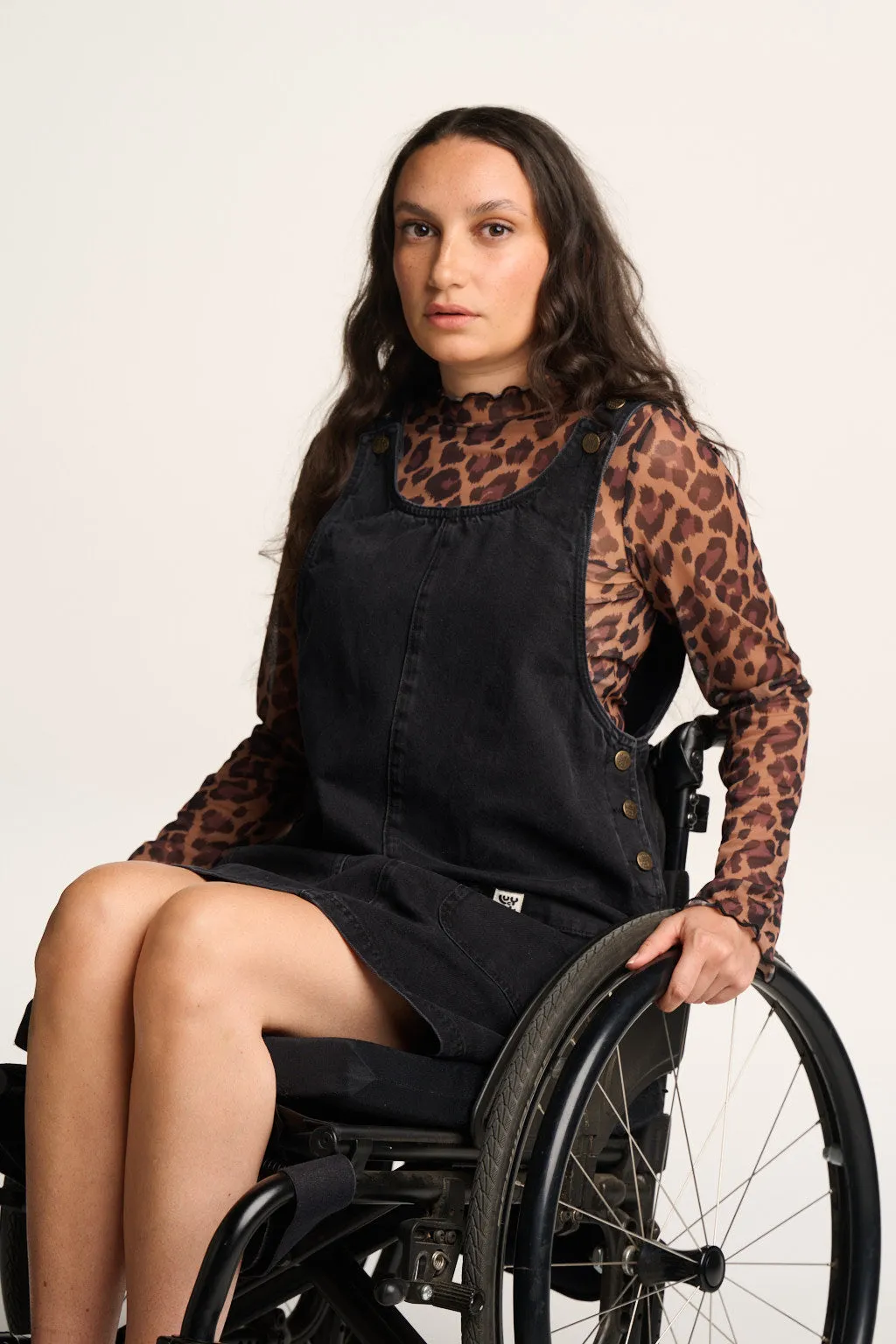 Layla - Mini Denim Dress in Washed Black sold by Lucy & Yak product image thumbnail 3