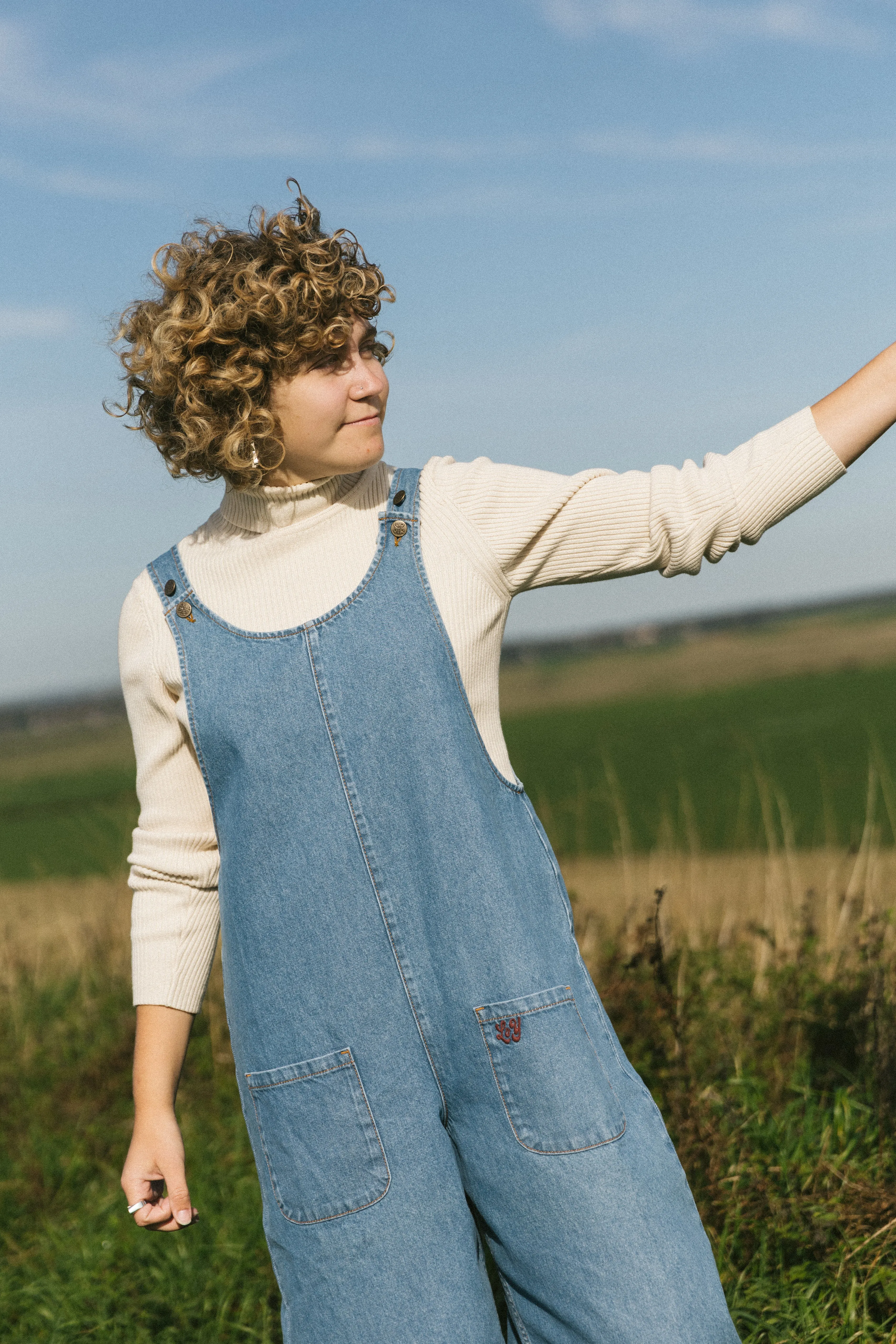 Ara - Denim Dungarees in Mid Wash Blue sold by Lucy & Yak product image thumbnail 2