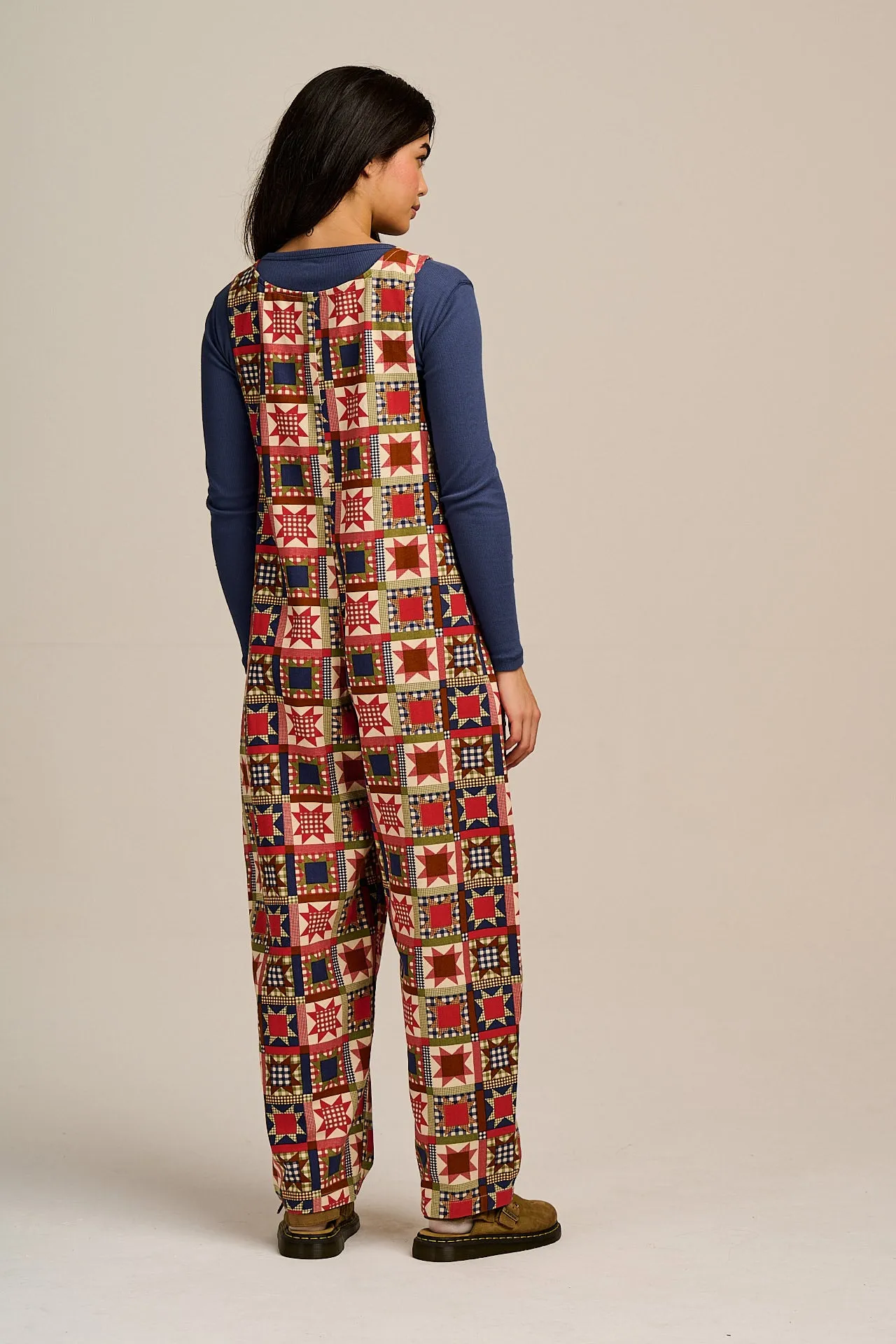 Ara - Cotton Dungarees in Follow Trails Patchwork sold by Lucy & Yak product image thumbnail 5
