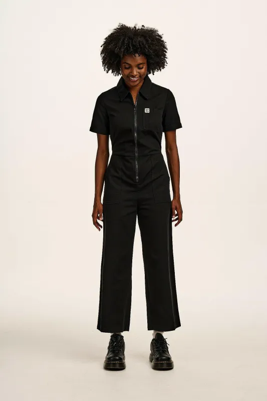 Ragan - Cotton Jumpsuit in Black sold by Lucy & Yak