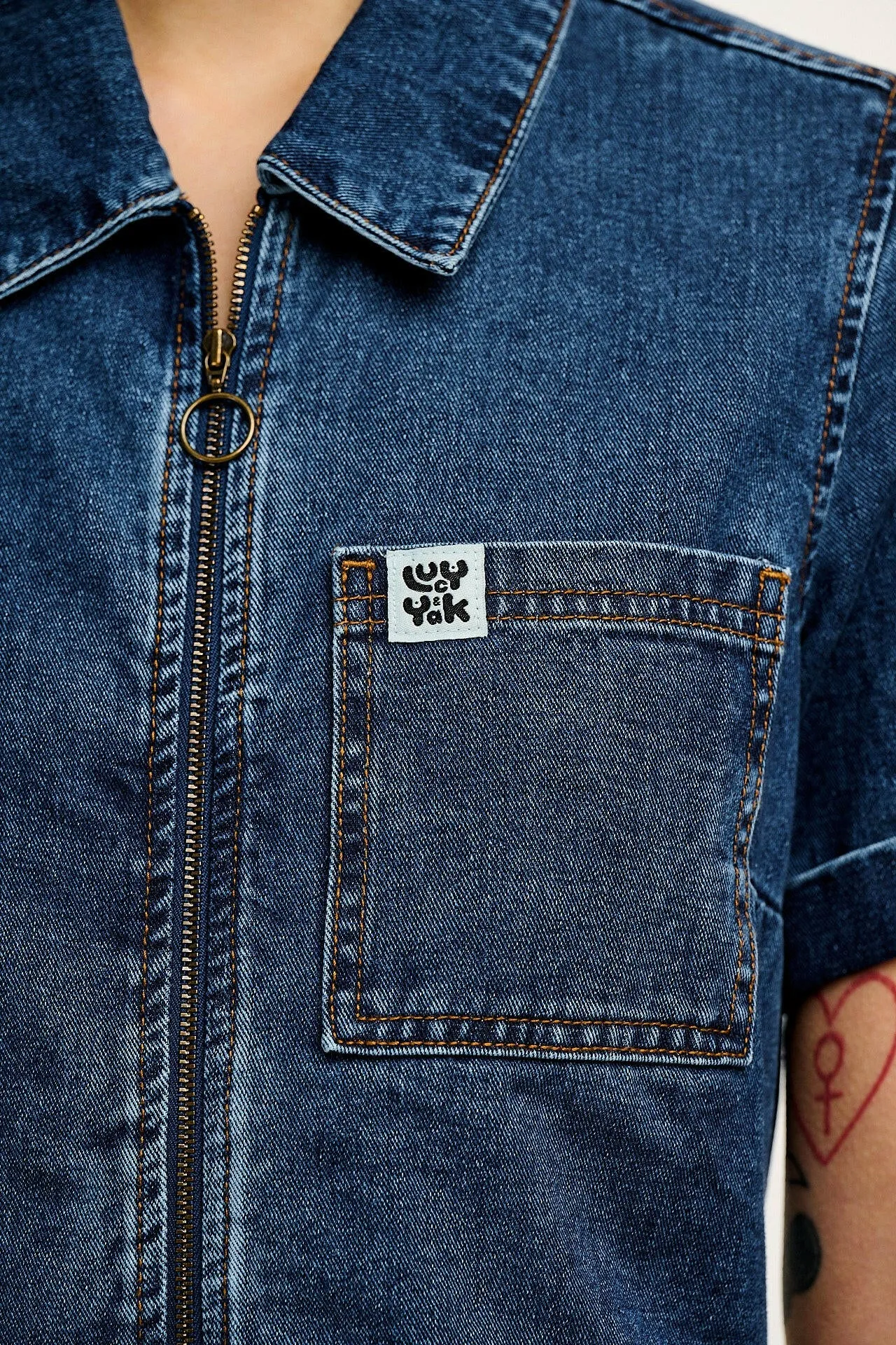 Ragan - Denim Jumpsuit in Mid Wash Blue sold by Lucy & Yak product image thumbnail 4