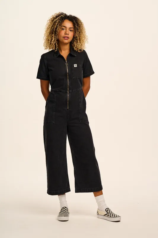 Ragan - Denim Jumpsuit in Black Wash sold by Lucy & Yak