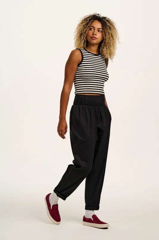 Alexa - Cotton Trousers in Black sold by Lucy & Yak