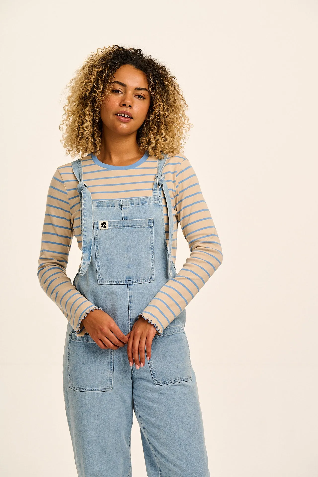 Hansel - Long Sleeve Cotton Crop Top in Blue & Ecru Stripe sold by Lucy & Yak product image thumbnail 5