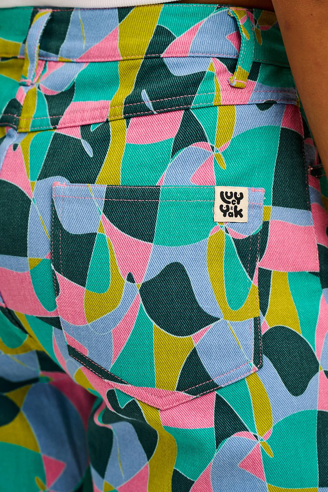 Drew - Cropped Straight Leg Cotton Trousers in Make a Statement Geo Print sold by Lucy & Yak product image thumbnail 5