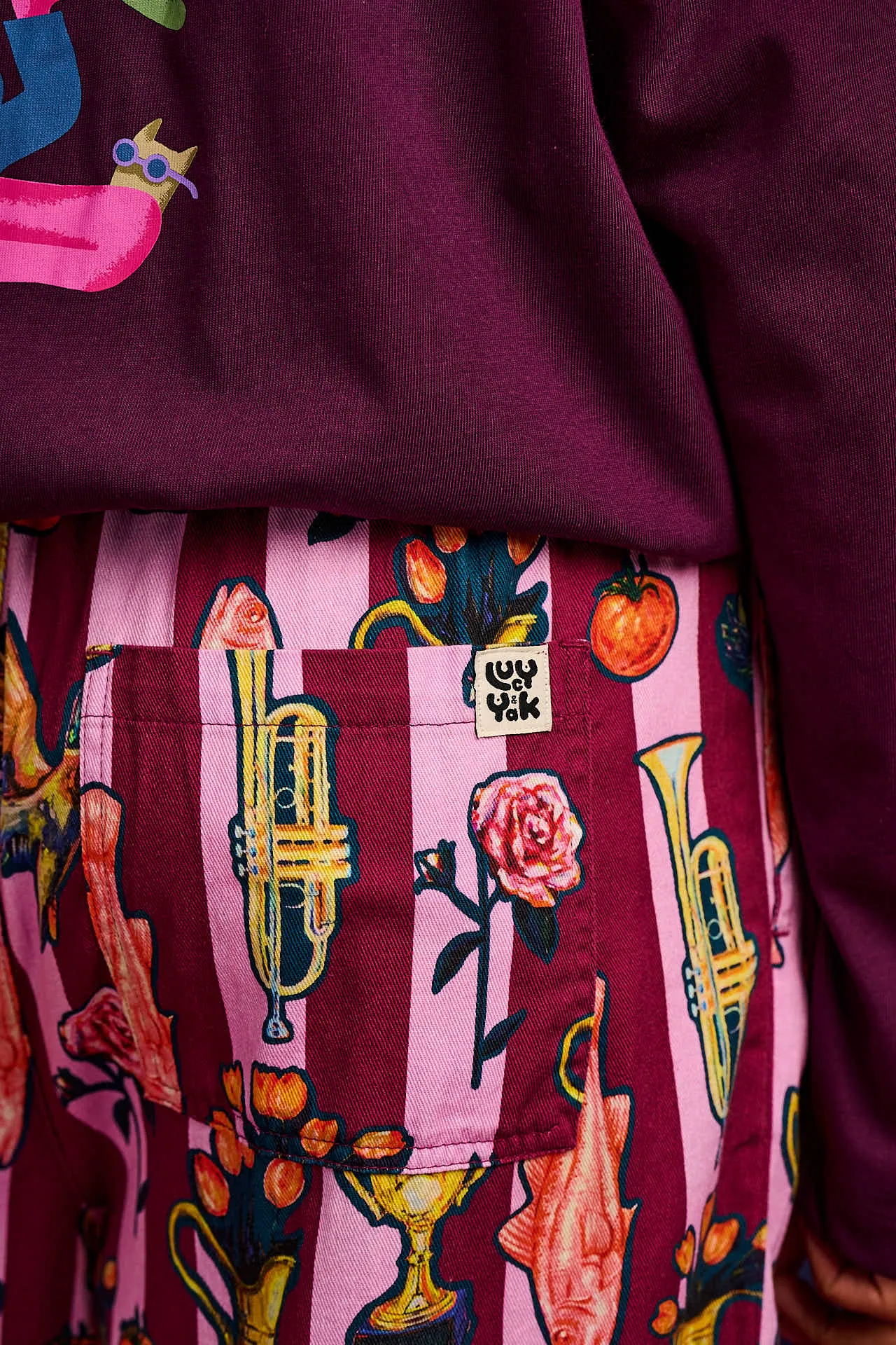 L.E. Chuck - Wide Leg Cotton Trousers in Artist Print by Emily Furr & Yak sold by Lucy & Yak product image thumbnail 3