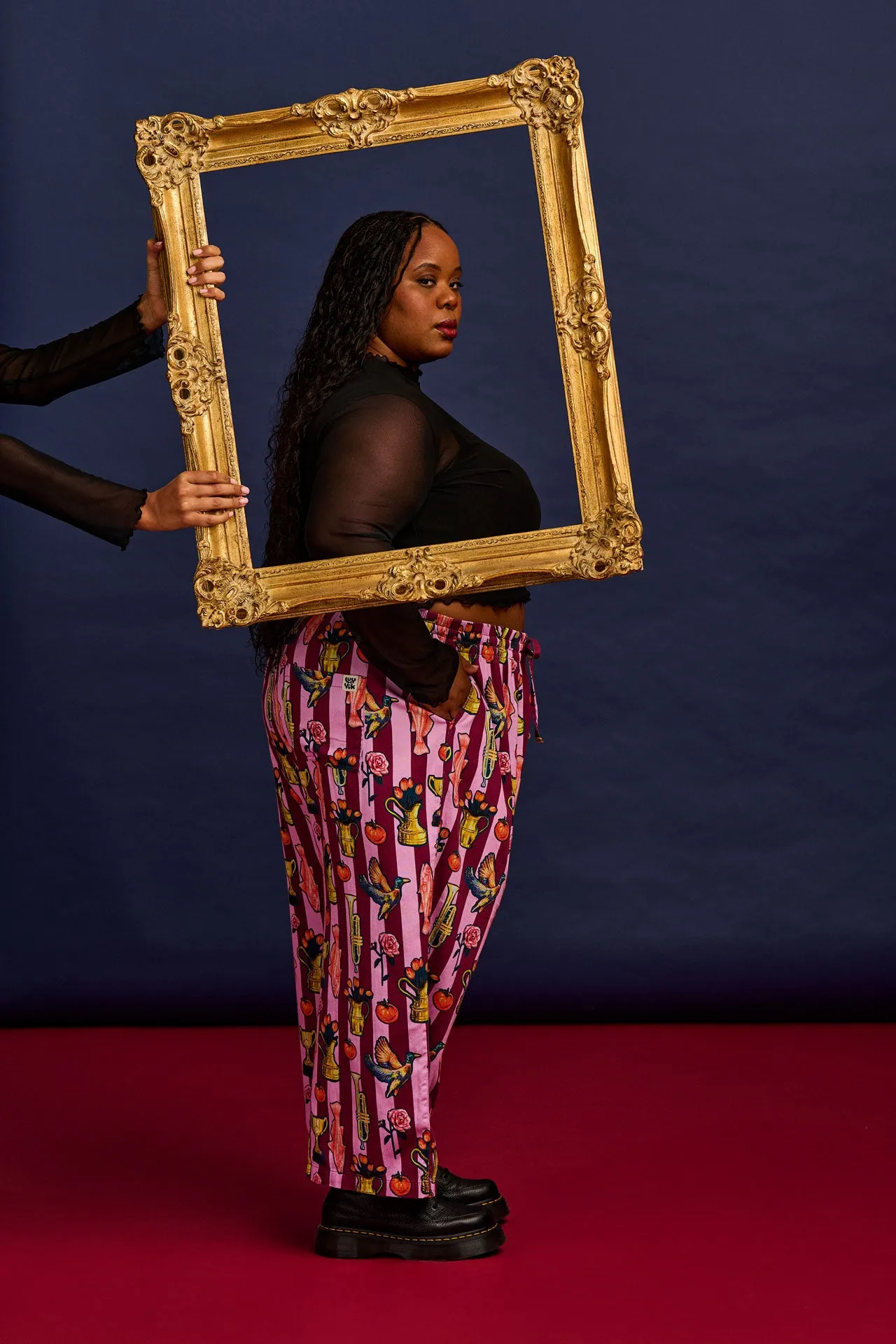 L.E. Chuck - Wide Leg Cotton Trousers in Artist Print by Emily Furr & Yak sold by Lucy & Yak product image thumbnail 4