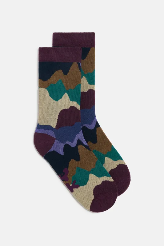 JoJo - Cotton Socks in Ethereal Landscape sold by Lucy & Yak