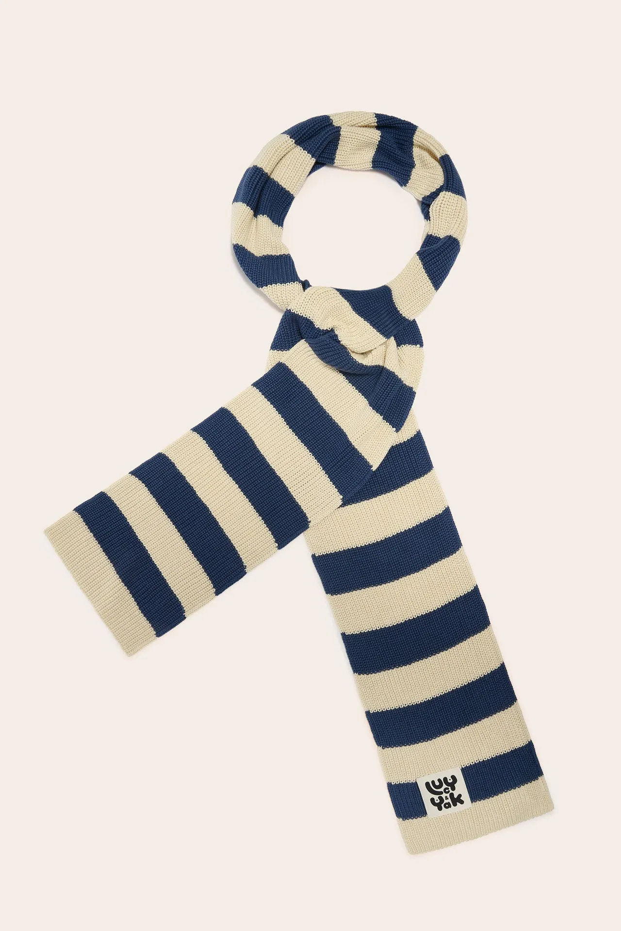 Aroha - Knitted Scarf in Blue and Ecru Stripe sold by Lucy & Yak product image thumbnail 3
