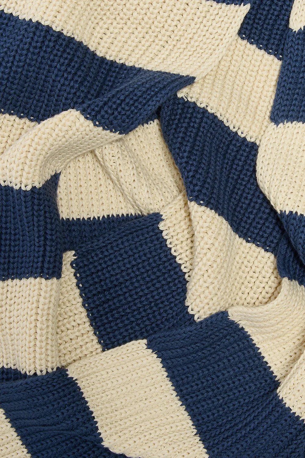 Aroha - Knitted Scarf in Blue and Ecru Stripe sold by Lucy & Yak product image thumbnail 5